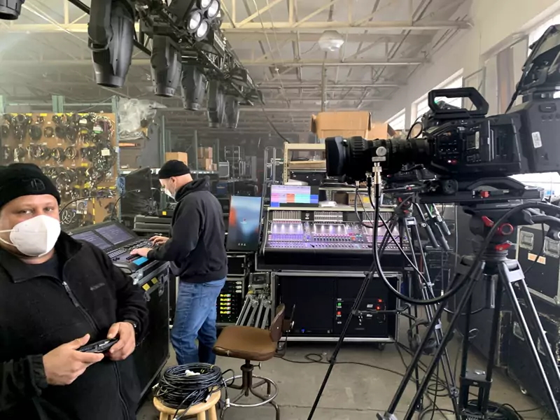 Crew working at a venue load-in